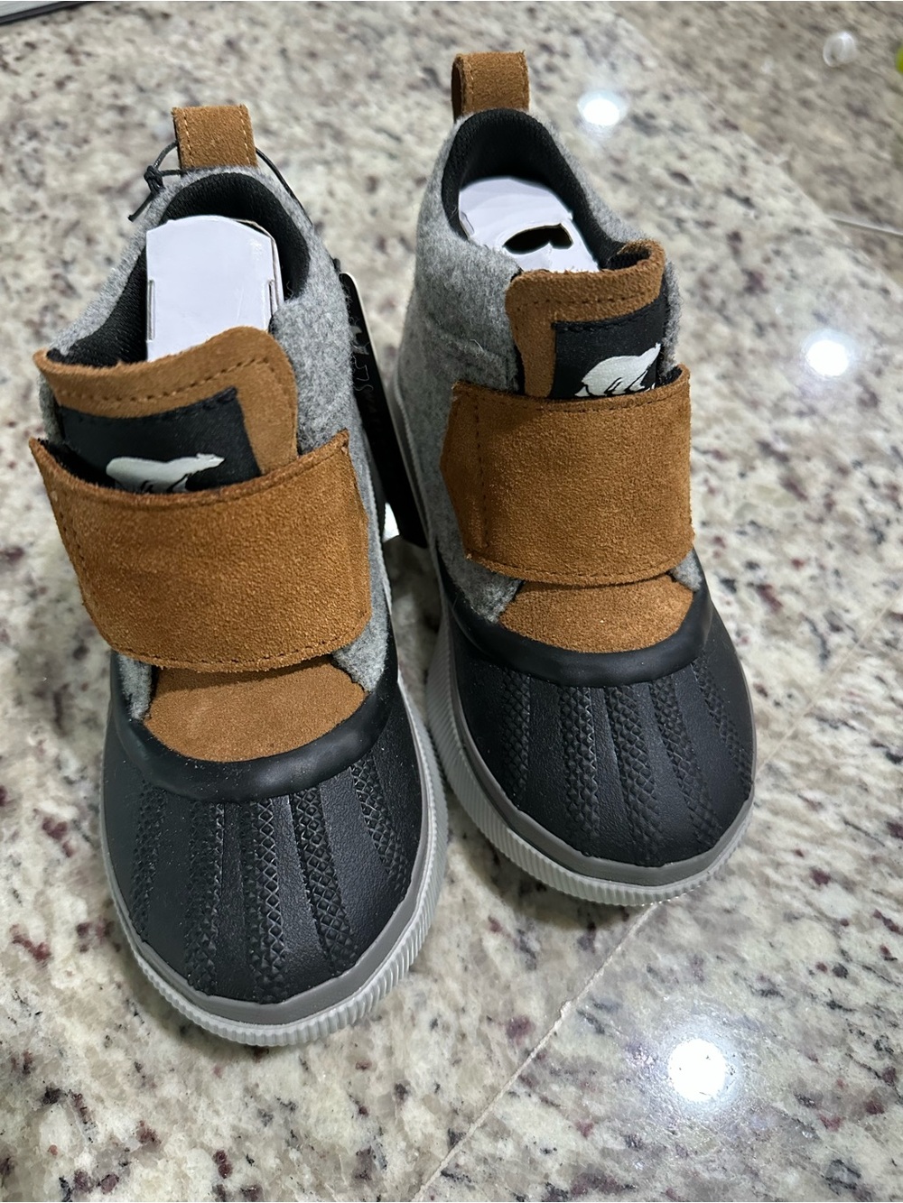 Sorel Kids Black, Gray & Brown Waterproof Duck Boots